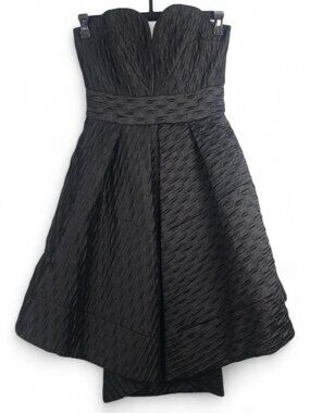 NEW $750 Milly Seamed Sweetheart Dress Black 6 Textured Cloque Cocktail USA